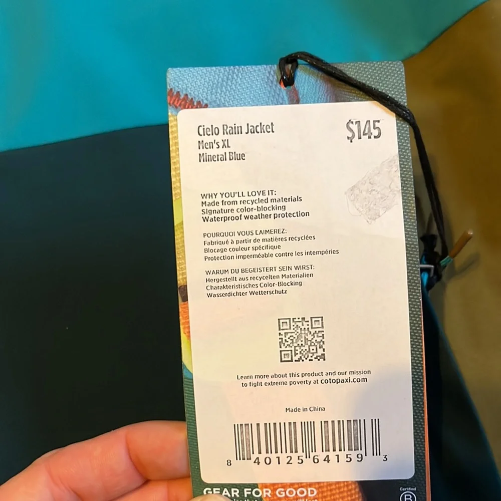 Cotopaxi Cielo Rain Jacket “Mineral Blue” Mens XL NWT - Picture 2 of 11